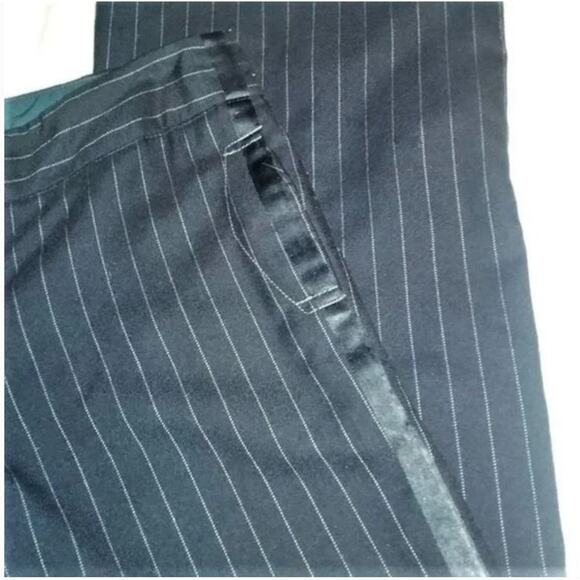 American Eagle elegant wide leg pinstripe tuxedo pants Women's Size 4 Wool Blend - Picture 5 of 10